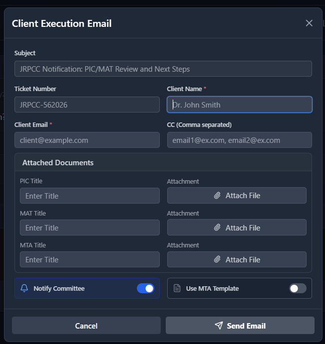 Client Execution UI